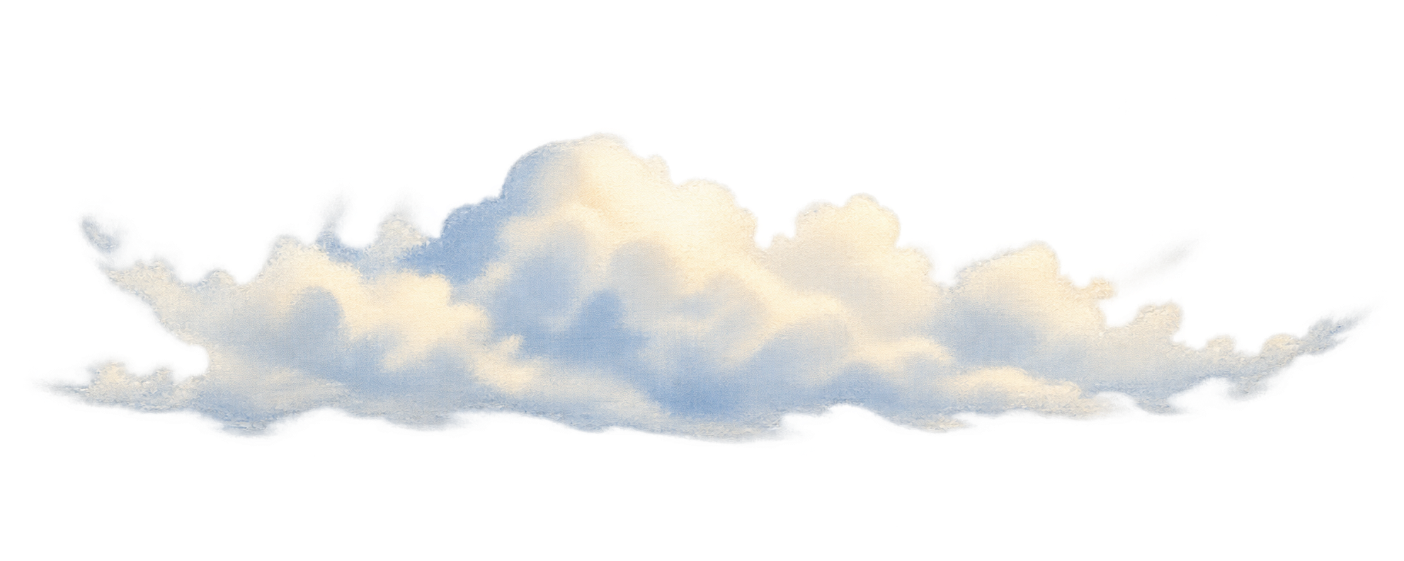 A bank of soft, hand-painted clouds