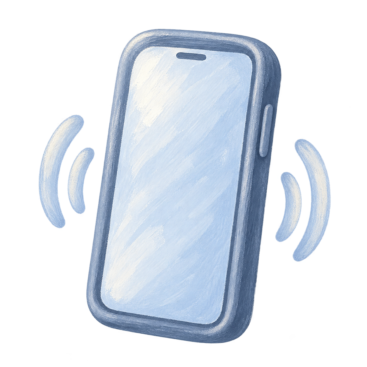 Illustrated phone with vibration waves, representing weather haptics